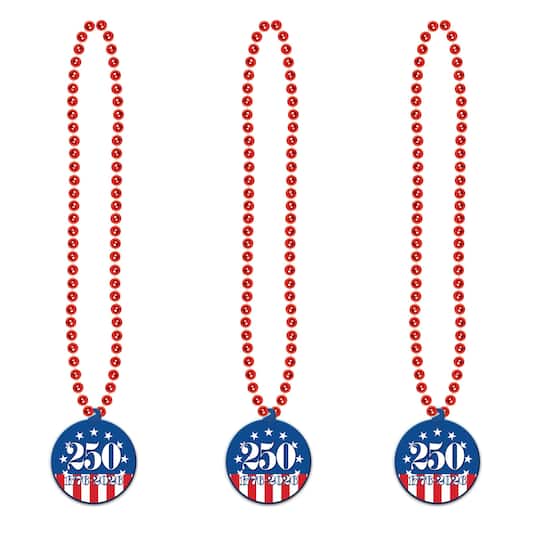 Beistle 33" Beads with Semiquincentennial Medallions, 3ct.